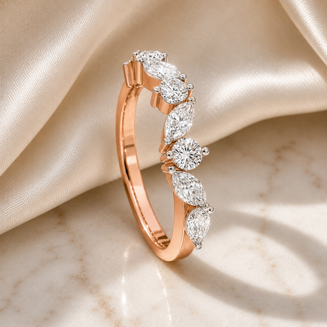 Velvrs Celestial Marquise Crown Ring – Rose Gold
