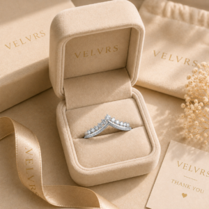 V-Luxe Silver V-Shape Crystal Ring