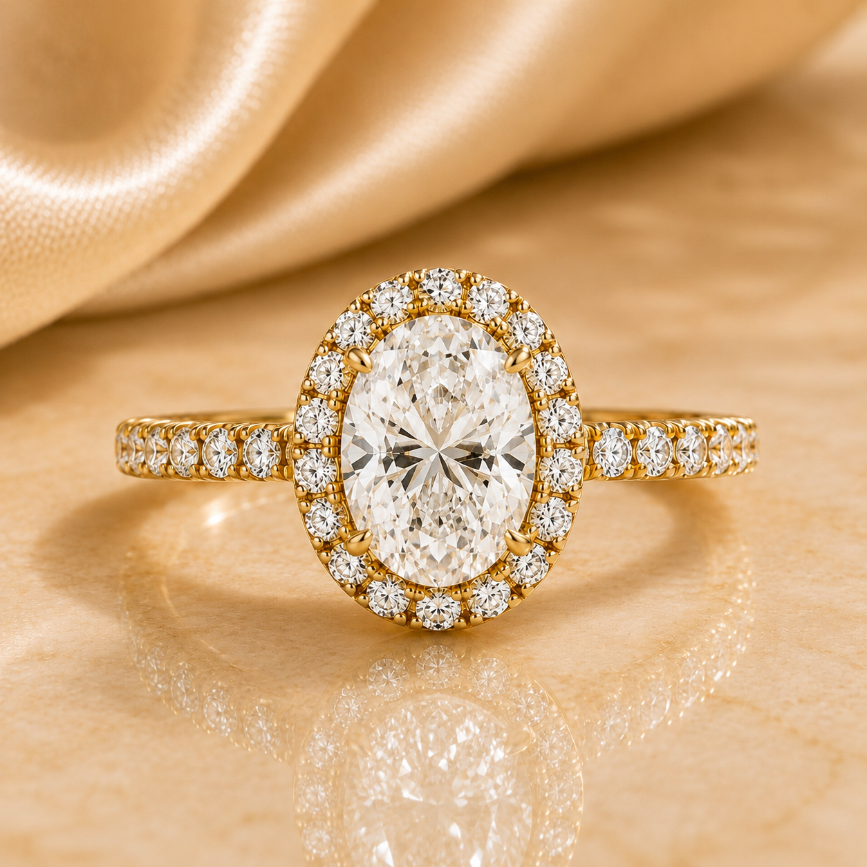 Elysian Oval Halo Gold Ring