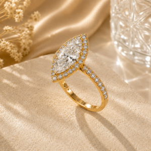 Marquise Halo Gold Engagement Ring