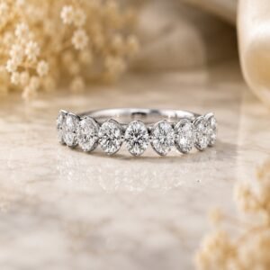 Velvrs Classic Round-Cut Eternity Band Ring – White Gold