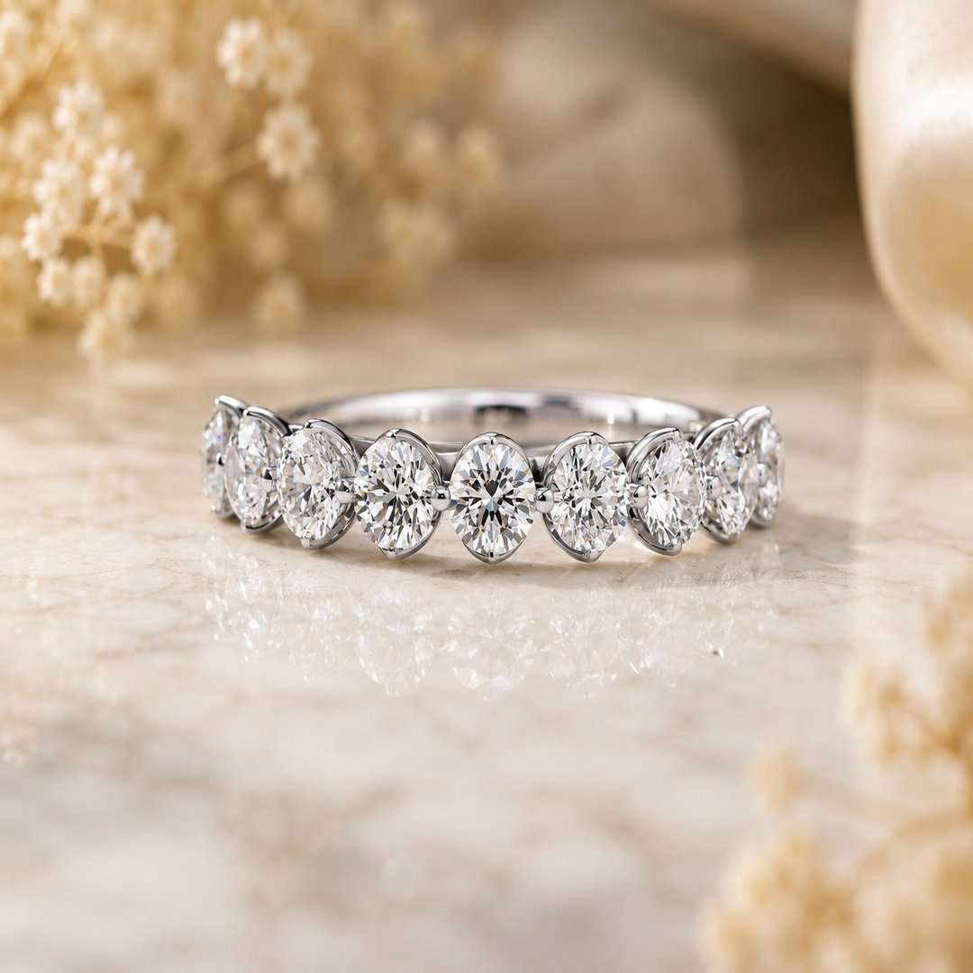Velvrs Classic Round-Cut Eternity Band Ring – White Gold