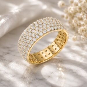 Velvrs Luxe Pavé Dome Ring – Yellow Gold