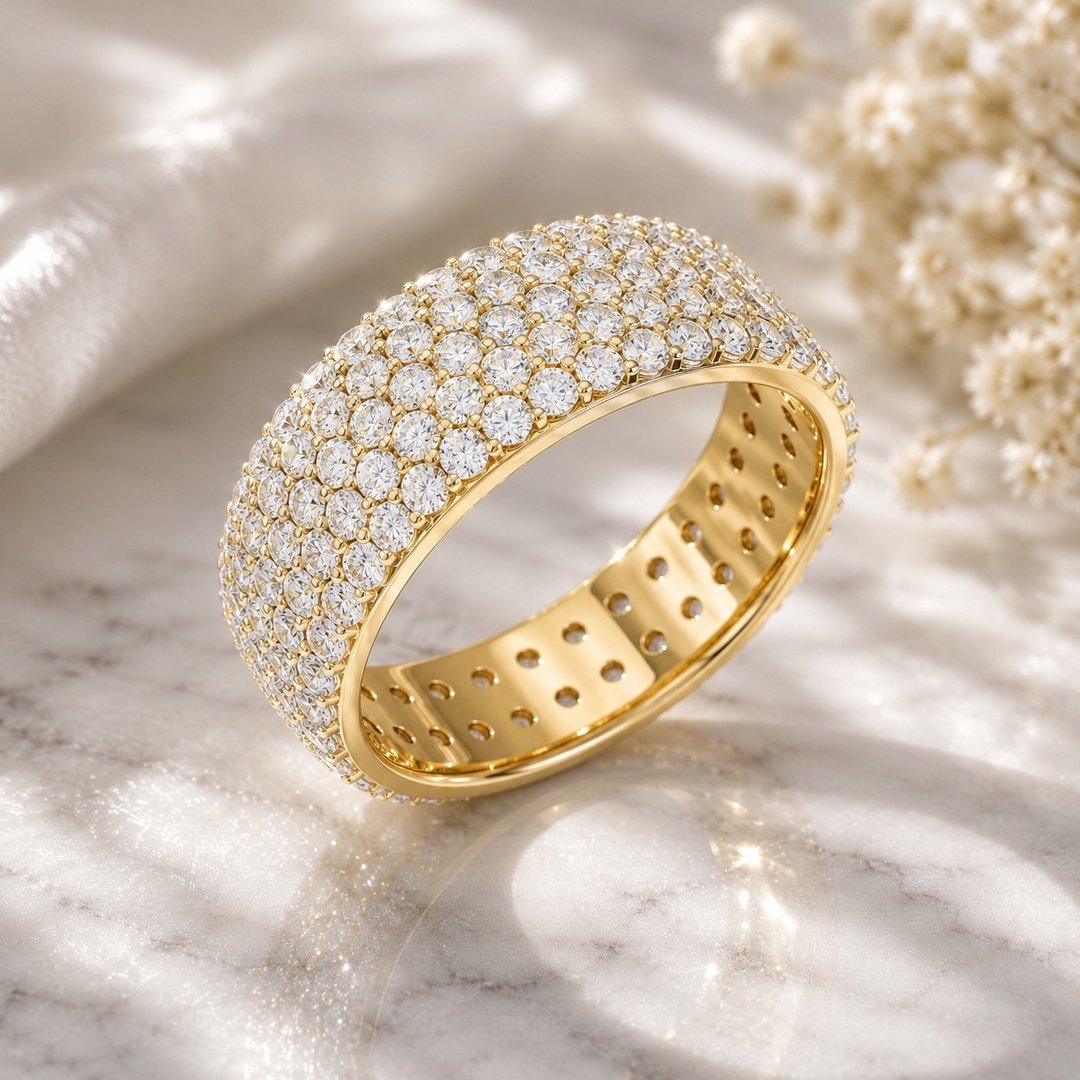 Velvrs Luxe Pavé Dome Ring – Yellow Gold