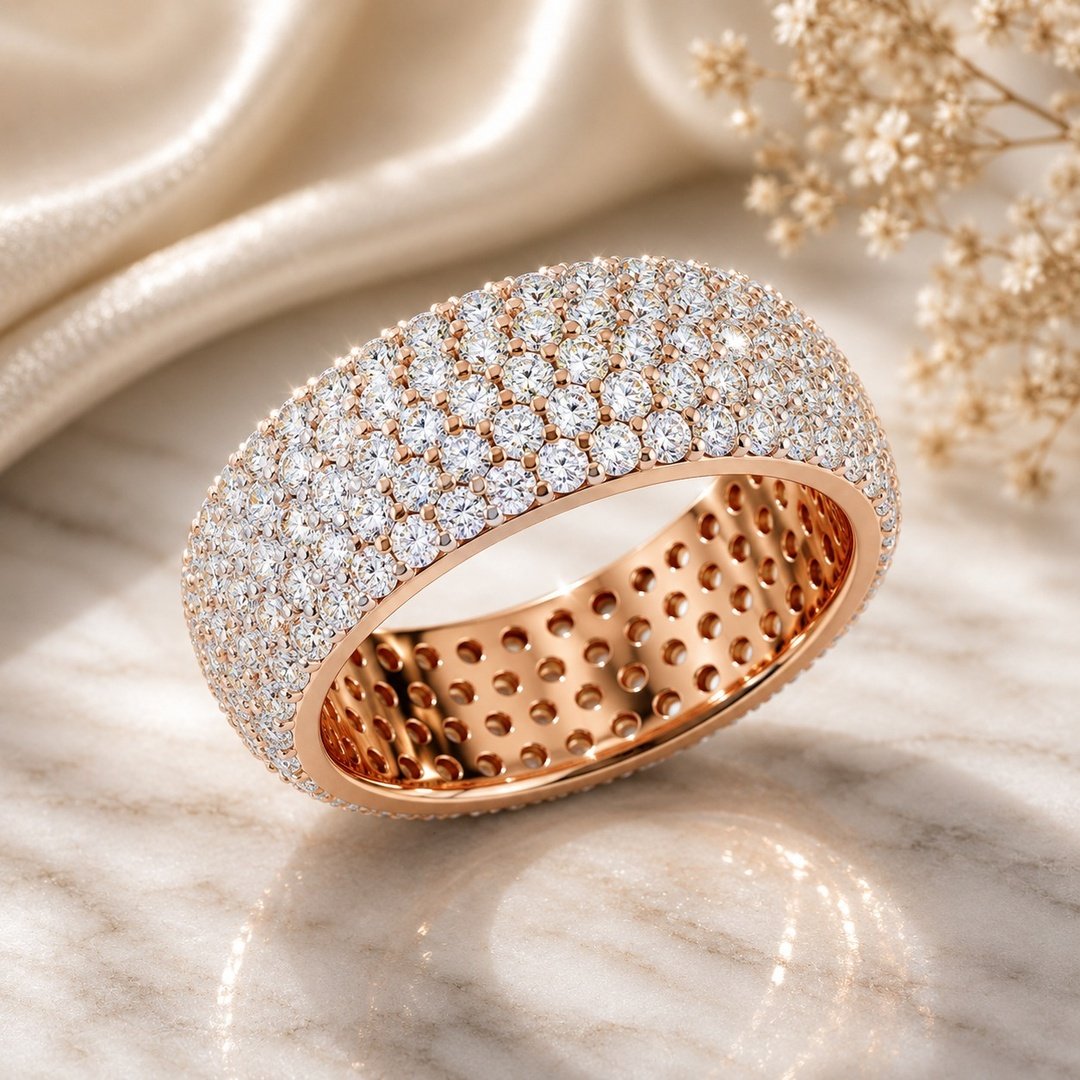 Velvrs Luxe Pavé Dome Ring – Rose Gold