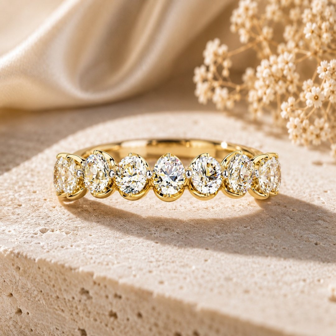 Velvrs Classic Round-Cut Eternity Band Ring – Yellow Gold
