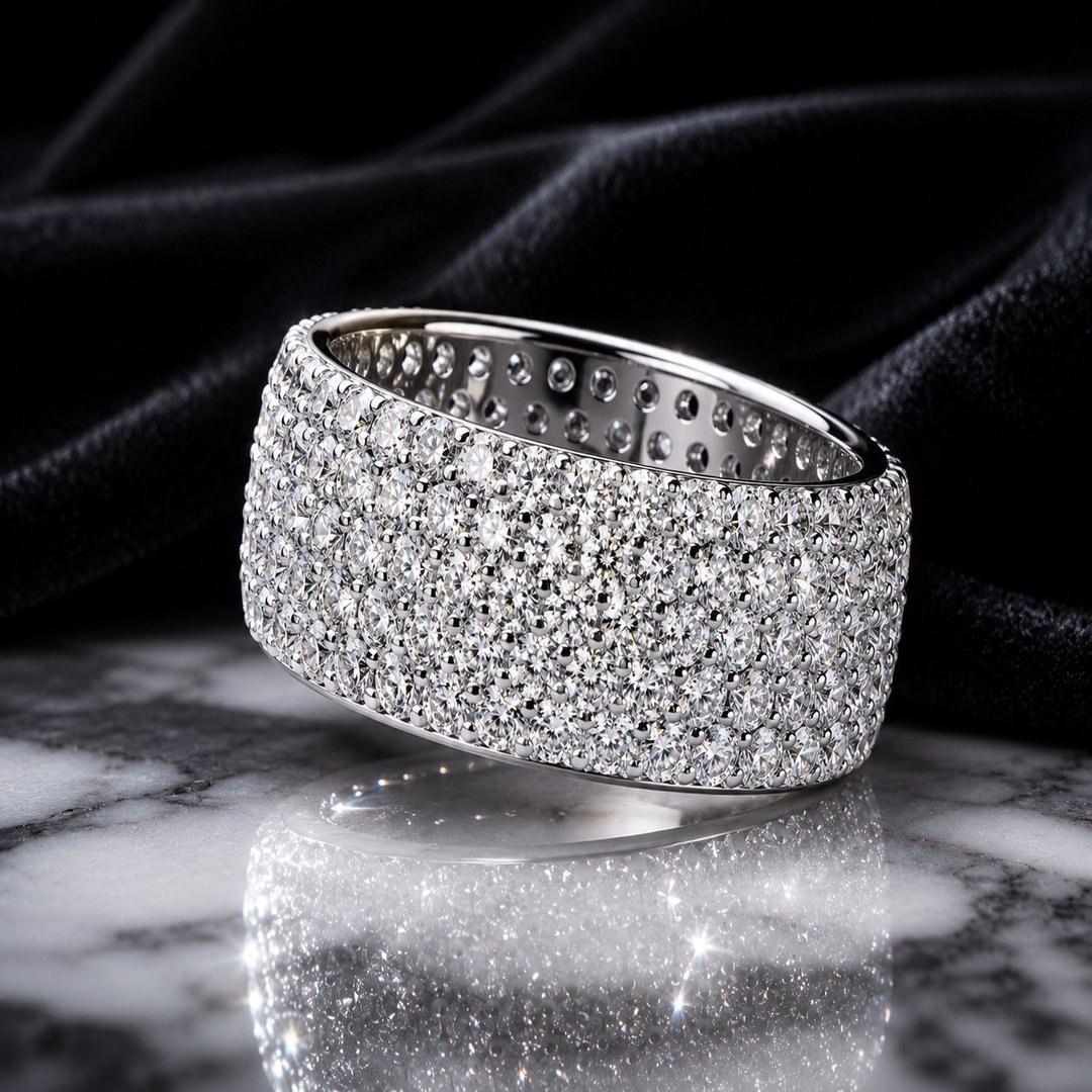 Velvrs Luxe Pavé Dome Ring – White Gold